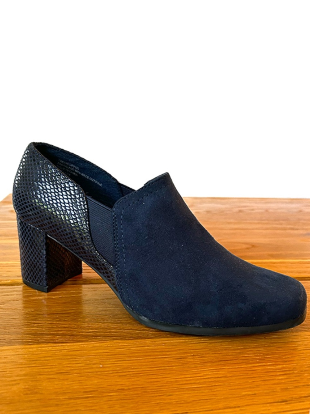 KAREN SCOTT Suede/Faux Snakeskin Embossed Block-Heel Loafer | Size 9